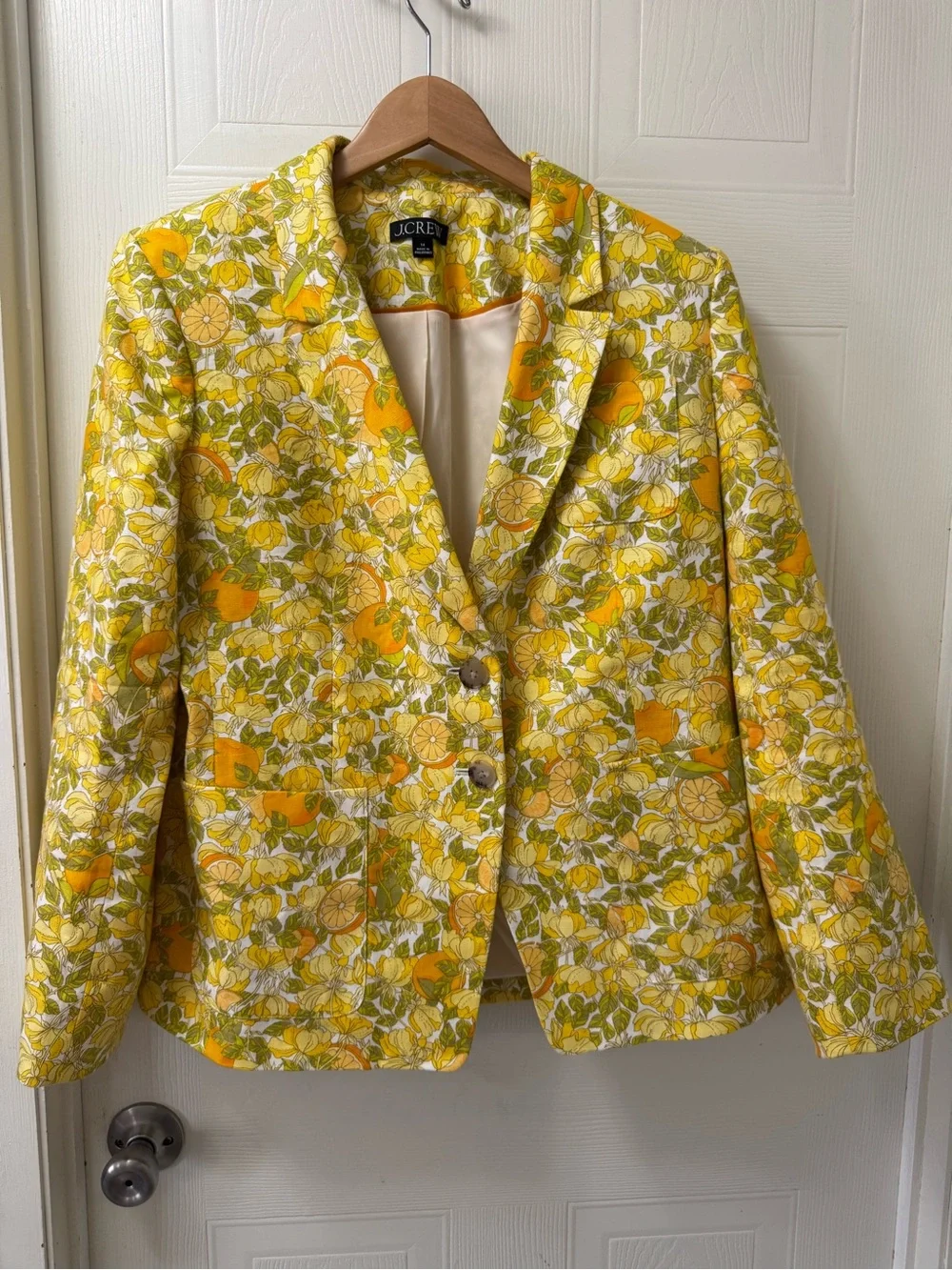 J. Crew Helena linen blazer in limone print